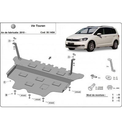 Cubre carter metalico VW Touran - caja de cambios automática (Desde 2015 hasta 2022)