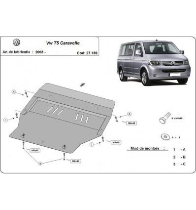 Cubre carter metalico Volkswagen T5 Caravelle (Desde 2005 hasta 2017)