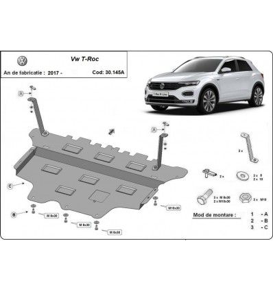 Cubre carter metalico Volkswagen T-Roc - caja de cambios automática (Desde 2017 hasta 2022)