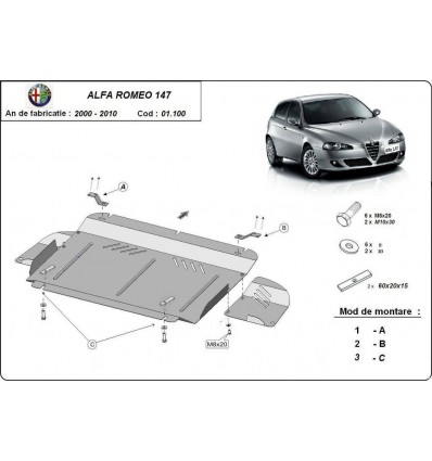 Cubre carter metalico Alfa Romeo 147 (Desde 2000 hasta 2010)