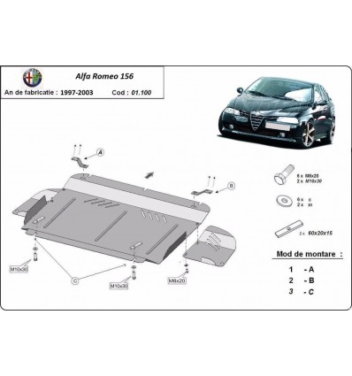 Cubre carter metalico Alfa Romeo 156 (Desde 1997 hasta 2003)