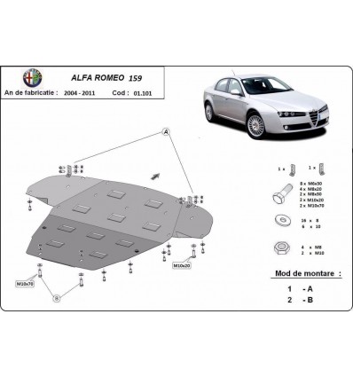 Cubre carter metalico Alfa Romeo 159 (Desde 2004 hasta 2011)