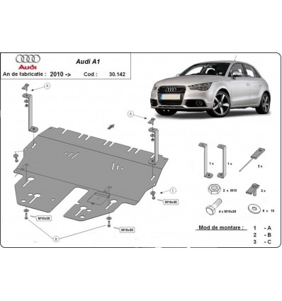 Cubre carter metalico Audi A1 (Desde 2010 hasta 2017)