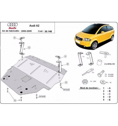 Cubre carter metalico Audi A2 (Desde 2000 hasta 2005)