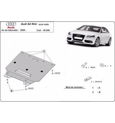 Protección del caja de cambios Audi A4 4 B8 (Desde 2008 hasta 2014)