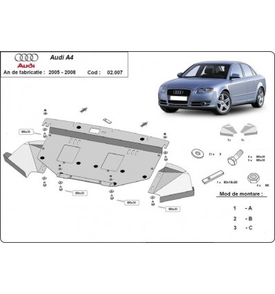 Cubre carter metalico Audi A4 B7 (Desde 2005 hasta 2008)