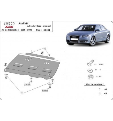 Protección del caja de cambios manuale Audi A4 B7 (Desde 2005 hasta 2008)