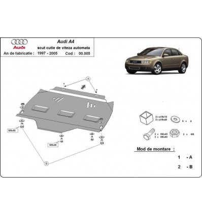 Protección del caja de cambios Audi A4 B6 (Desde 2000 hasta 2008)