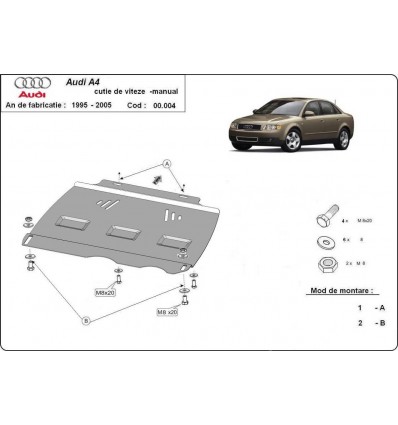 Protección del caja de cambios manuale Audi A4 B6 (Desde 2000 hasta 2005)