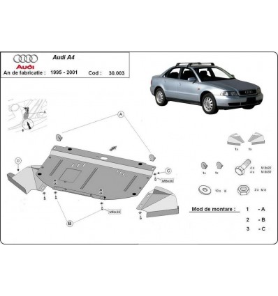 Cubre carter metalico Audi A4 B5 (Desde 1995 hasta 2000)