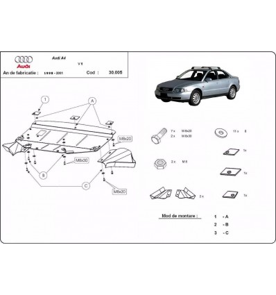 Cubre carter metalico Audi A4 B5 (Desde 1997 hasta 2000)