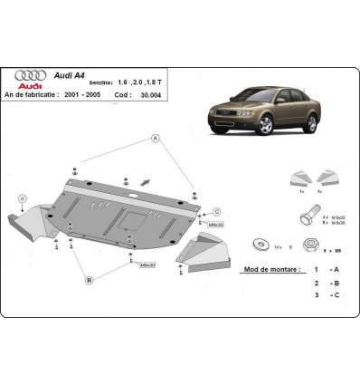 Cubre carter metalico Audi A4 B6 (Desde 2000 hasta 2005)