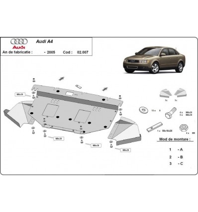 Cubre carter metalico Audi A4 B6 (Desde 2000 hasta 2005)