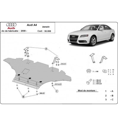 Cubre carter metalico Audi A4 B8 All Road, gasolina (Desde 2008 hasta 2014)