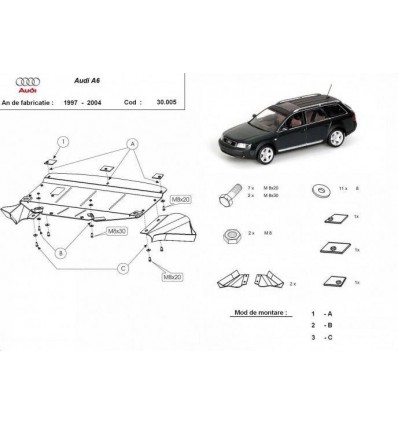 Cubre carter metalico Audi A6 (Desde 1997 hasta 2004)