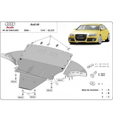 Cubre carter metalico Audi A6 con solapas laterales (Desde 2004 hasta 2011)