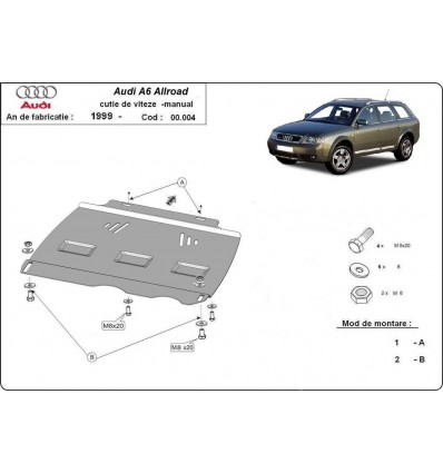 Protección del caja de cambios manuale Audi Allroad A6 (Desde 2000 hasta 2005)