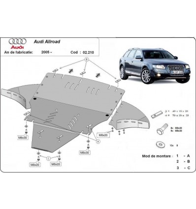 Cubre carter metalico Audi A6 Allroad 2 - lateral (Desde 2005 hasta 2011)