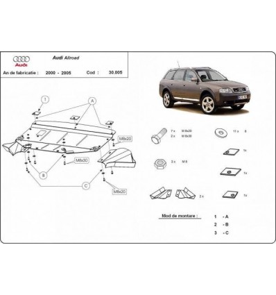 Cubre carter metalico Audi Allroad A6 (Desde 2000 hasta 2005)