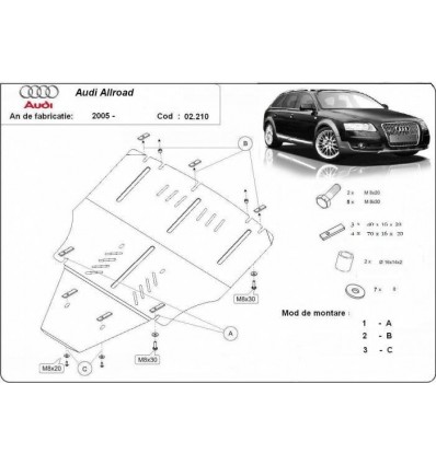 Cubre carter metalico Audi A6 Allroad 2 - no lateral (Desde 2005 hasta 2011)