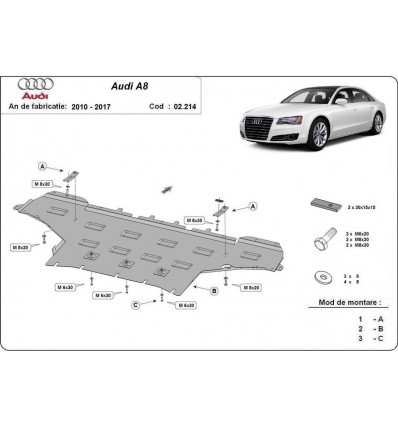 Cubre carter metalico Audi A8 (Desde 2010 hasta 2017)