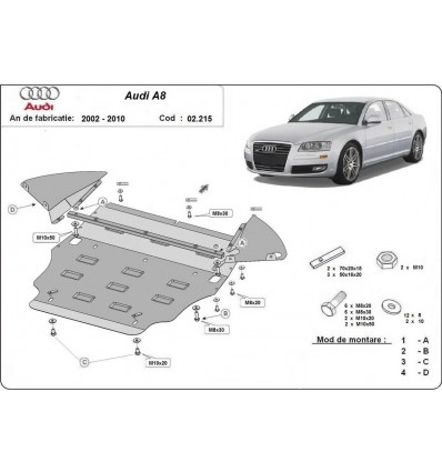 Cubre carter metalico Audi A8 (Desde 2002 hasta 2010)