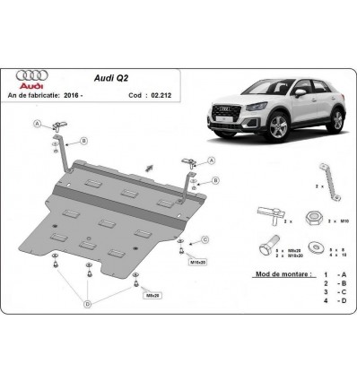 Cubre carter metalico Audi Q2 (Desde 2016 hasta 2020)