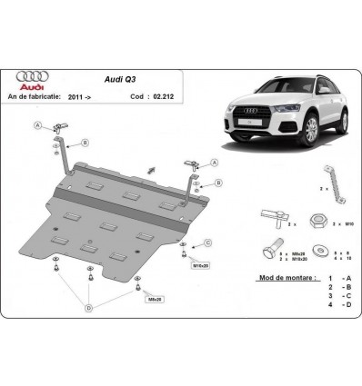 Cubre carter metalico Audi Q3 (Desde 2011 hasta 2018)