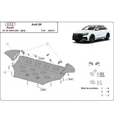 Cubre carter metalico Audi Q8 (Desde 2018 hasta 2020)