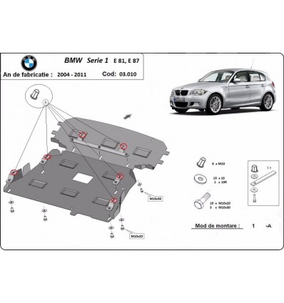 Cubre carter metalico BMW Serie 1 E81,E87 (Desde 2004 hasta 2011)