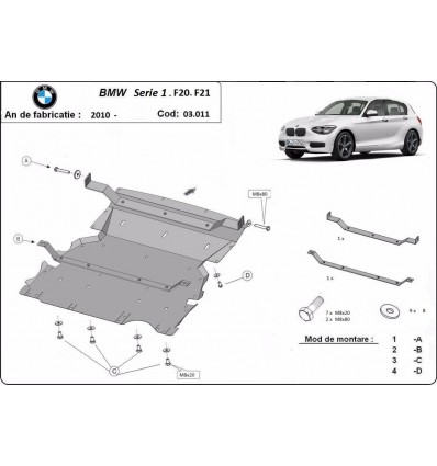 Cubre carter metalico BMW Serie 1 F20/F21 (Desde 2011 hasta 2018)