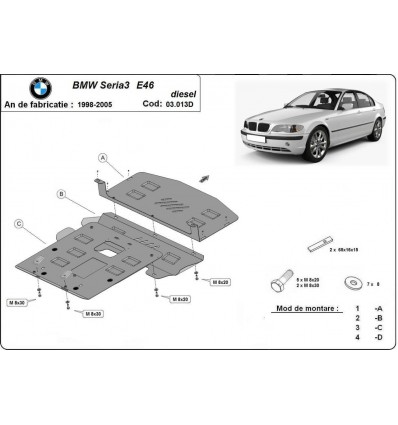 Cubre carter metalico BMW Serie 3 E46 - Diesel (Desde 1998 hasta 2005)