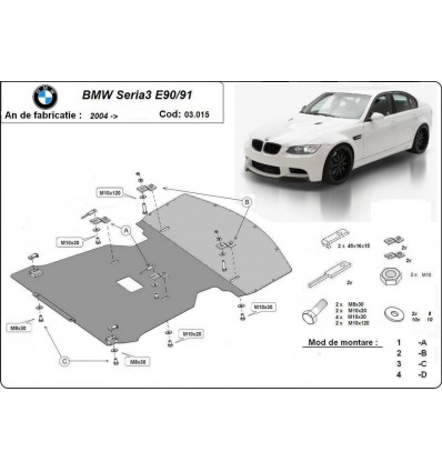 Cubre carter metalico BMW Serie 3 E90/91 (Desde 2004 hasta 2011)