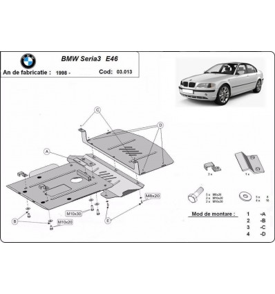 Cubre carter metalico BMW Serie 3 E46 - gasolina (Desde 1998 hasta 2005)