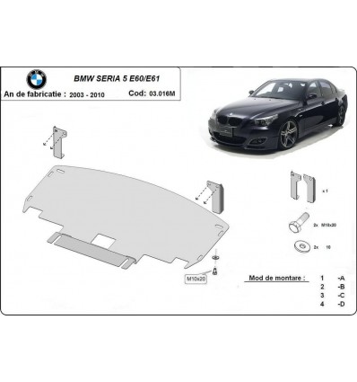 Cubre carter metalico BMW Serie 5 E60/E61 parachoques delantero estándar M (Desde 2003 hasta 2010)