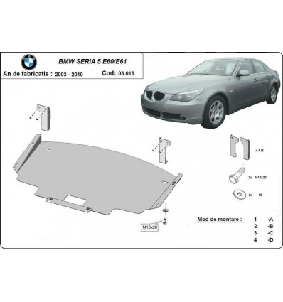 Cubre carter metalico BMW Serie 5 E60/E61 parachoques delantero estándar (Desde 2003 hasta 2010)