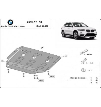 Cubre carter metalico BMW X1 F48 (Desde 2015 hasta 2022)