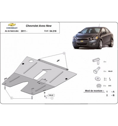 Cubre carter metalico Chevrolet Aveo (Desde 2011 hasta 2020)