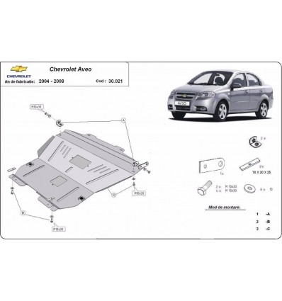 Cubre carter metalico Chevrolet Aveo (Desde 2004 hasta 2008)