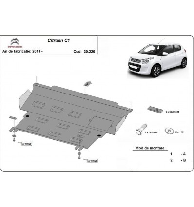 Cubre carter metalico Citroen C1 (Desde 2014 hasta 2022)