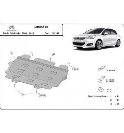 Cubre carter metalico Citroen C4 (Desde 2008 hasta 2018)