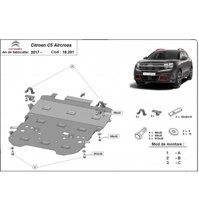 Cubre carter metalico Citroen C5 Aircross (Desde 2017 hasta 2022)