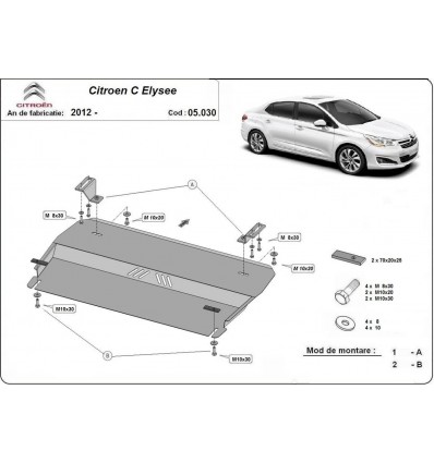 Cubre carter metalico Citroen C-Elysee (Desde 2012 hasta 2022)