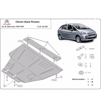 Cubre carter metalico Citroen Xsara Picasso (Desde 1999 hasta 2007)