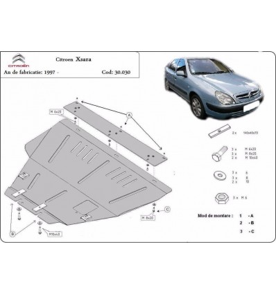 Cubre carter metalico Citroen Xsara (Desde 1997 hasta 2004)