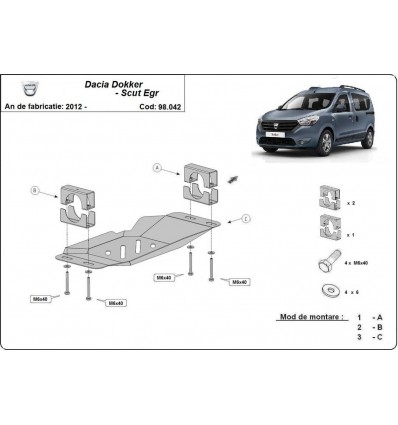 Cubre metálico para el sistema Stop & Go, EGR Dacia Dokker (Desde 2012 hasta 2022)