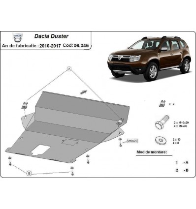 Cubre carter metalico Dacia Duster - 2,5 mm (Desde 2010 hasta 2017)