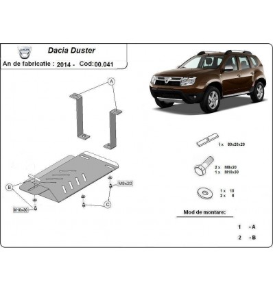 Protección del diferencial trasero Dacia Duster 4x4 (Desde 2014 hasta 2017)