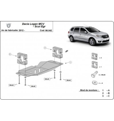 Cubre metálico para el sistema Stop & Go, EGR Dacia Logan MCV (Desde 2012 hasta 2020)