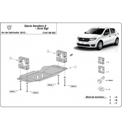 Cubre metálico para el sistema Stop & Go, EGR Dacia Sandero 2 (Desde 2012 hasta 2022)